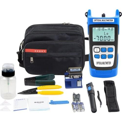11 pcs Fiber Optic FTTH Tool Kit with SC FC ST Multimeter Test 10KM VFL FC-6S Fiber Cleaver Wire stripper CFS 2 Miller tool sets
