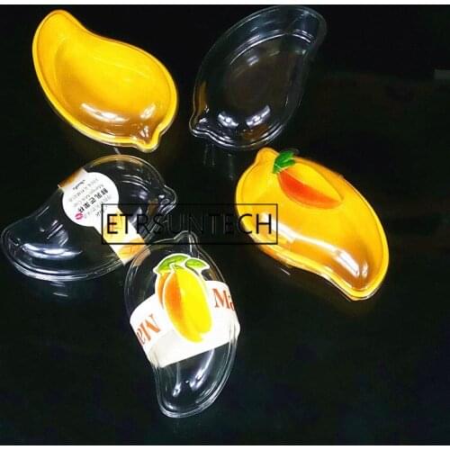 200pcs Mango Cake Box Transparent Yellow Cupcake Plastic Box with Lid Cheese Ice Cream Fruit Mousse Packaging Box