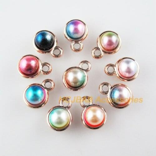 32 New Round Charms Colored Acrylic KC Gold Plated Smooth Pendants 11x15mm