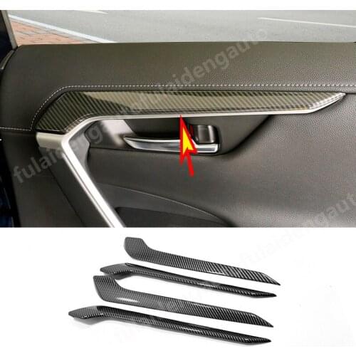 4pcs For Toyota RAV4 2019-2020 Carbon fiber ABS Interior Side Door Decoration Cover Trim Auto Accessories