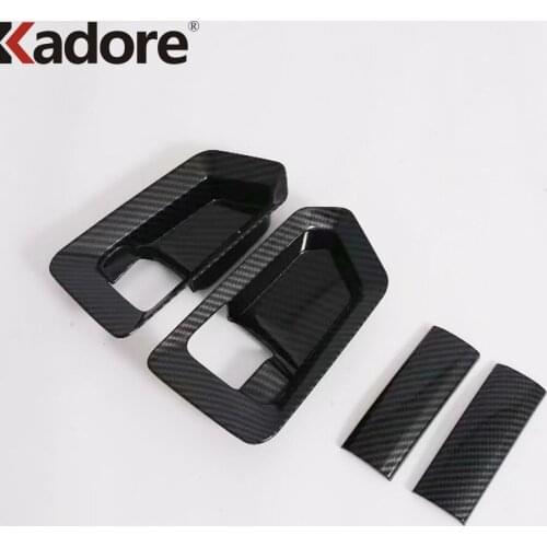 Inner Door Handle Bowl Catch Cover Trim For Toyota HiAce Granvia Commuter 2019 2020 Carbon Fiber Car Interior Accessories 4pcs
