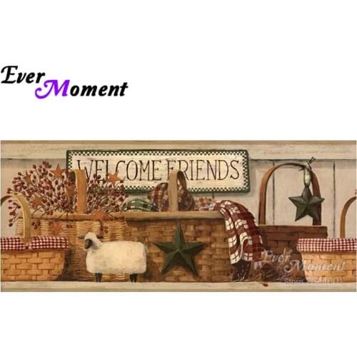 Ever Moment Diamond Painting Cross Stitch Welcome Friends 5D DIY Diamond Embroidery Full Stones Mosaic Kit Wall Decor ASF817