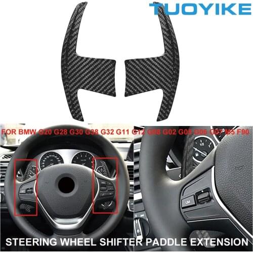 Car Real Carbon Fiber Steering Wheel Shifter Paddle For BMW G20 G28 G30 G38 G32 G11 G12 G08 X4 X5 X7 G02 G05 G07 X6 G06 M5 F90