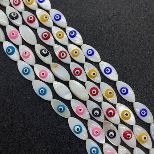 Natural Freshwater Shell Beads Horse Eye Fashion Evil Demon Eye Beads Suitable for DIY Jewelry Making Pearl Bracelet Necklace