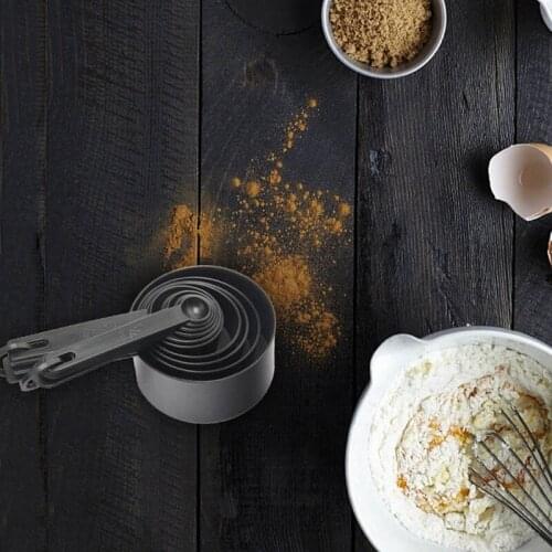 10pcs/set Black Plastic Measuring Cups Measuring Spoon DIY for Baking Cake Pastry Coffee Tea Measuring Tool Kitchen Gadgets