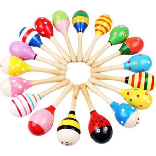 Infant Toddlers Wood Sand Hammer Wooden Maraca Rattles Kids Musical Party Favor Child Baby Shaker Toy Gift Dropship