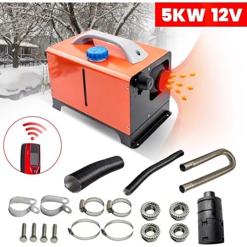 12V 5000W Air Diesel Heater LCD Display Display 5KW for Car Lorry Motor-Home Caravans Diesel Air Heater One Hole w/Knob Switch