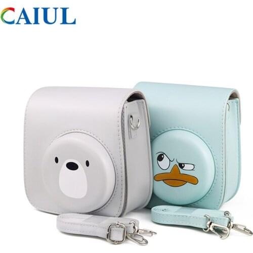For Polaroid mini11/9/8 Universal Cute Bear Camera Bag PU Leather Case Camera Storage Bag