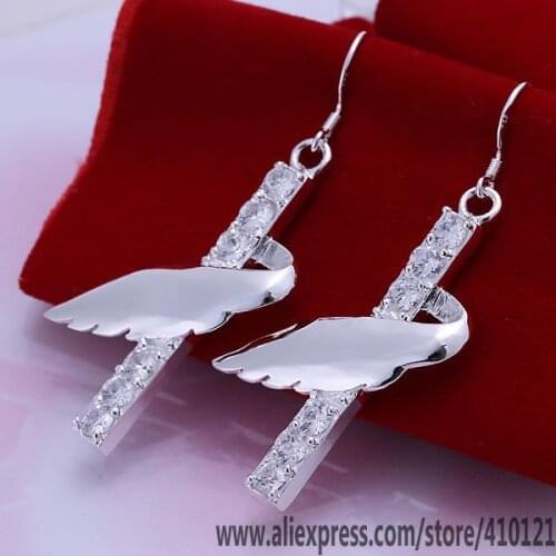 E197 Hot Sale High Quality Silver Clolor Jewelry,Wholesale Jewelry Elegant Charms Fashion Column And Wing Earrings/dldamcka