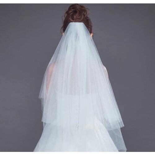 European and American Bride Veil Double Layered White Tulle Wedding Accessories Voile Mariage Vestido De Noiva Comb