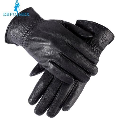 Sell well gloves male ,Genuine Leather, winter gloves,mens black gloves,Warm lined,fashion Leather mens winter gloves