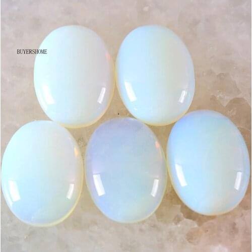 CAB Cabochon For Jewelry Making Necklace Pendant Bracelet Earrings 18x25MM&15x20MM Oval Natural Stone Bead White Opal 5Pcs K560