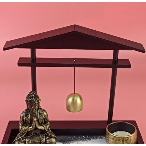 Rock Rake Zen Garden Kit Relaxation Miniature Sand Tray with Buddhist Statue