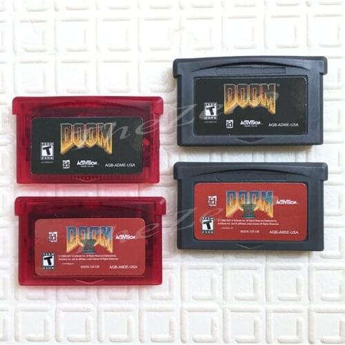 USA Version Video Game Cartridge Console Card DOOM Series 1 2 for 32 Bit Handheld Player Red shell grey shell