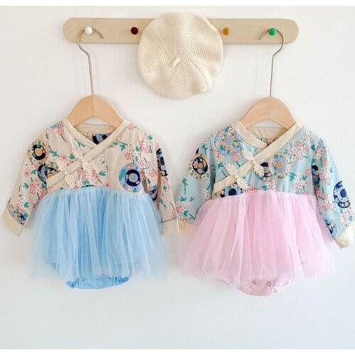 Chinese Style Infant Baby Girls Rompers Clothing New 2020 Spring Autumn Cheongsam Kids Girl Long Sleeve Rompers Clothes