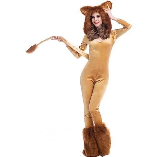 Cosplay Halloween Lion Costume Carnival Party Realistic Creative Lion Onesies Soft Woman Adults Circus Stage Performance Clothes