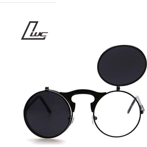 Vintage Steampunk Male Sunglasses Round Designer Steam Punk Metal Oculos De Sol Masculino Women Coating Men Retro Sun Glasses