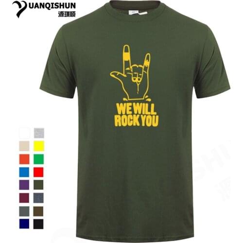 WE WILL ROCK YOU T-shirts Funny Rocker gestures T shirts Cotton short sleeves Tee Fashion Heavy Metal Music Fans Hip Hop Tshirt