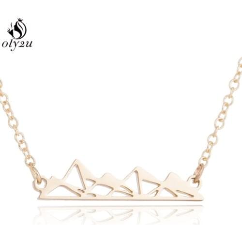 Oly2u Minimalist Mountain Top Pendant Snowy Mountain Necklace Outdoor Travel Jewelry Climbing Gift for Her Him naszyjnik