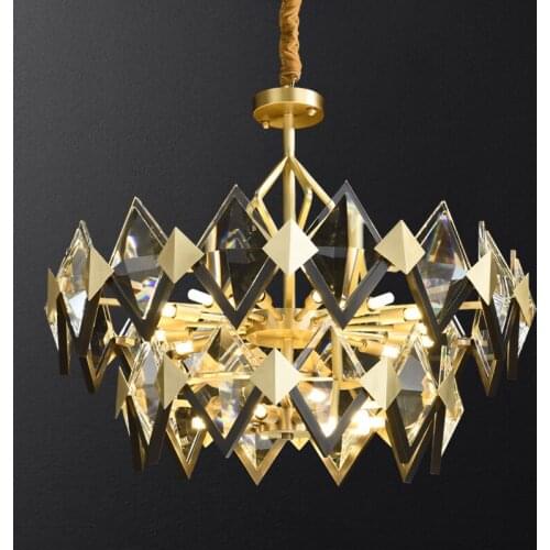 All-copper post-modern light luxury living room dining room lamp American luxury K9 crystal bedroom chandelier simple classical