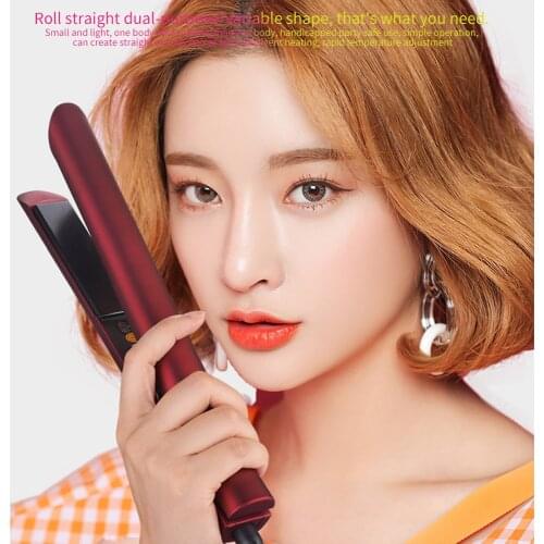 2in1 Professional Hair Straightener Curler Hair Iron Straightening Brush Cylindrical Ceramic PTC Curlers 110V-220V 50W Hot Comb