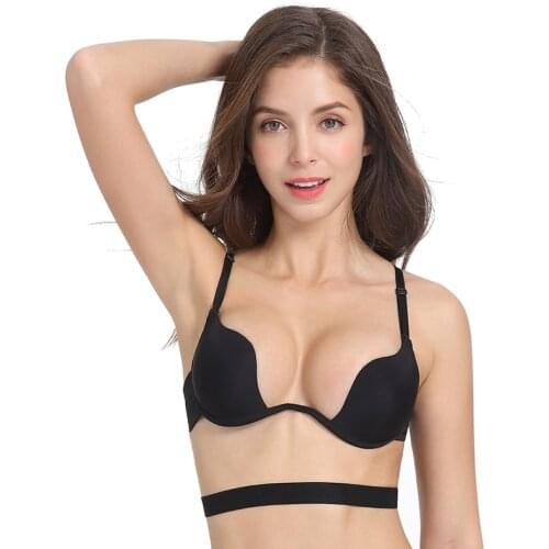 Sexy womens lingerie with a deep u-neck push-up, u-shaped bra, sexy bras,underwear with a cut on the back
