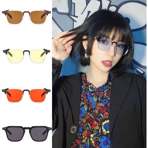Women Fashionable Retro Versatile Big Frame Square Jelly Color Transparent Sunglasses