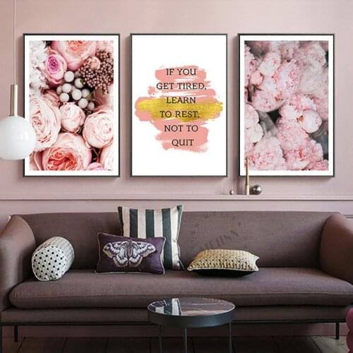 Modern Flower Home Decor Picture Nordic Canvas Painting Wall Art Letter Quote Fashion Decor Posters and Prints for Living Room