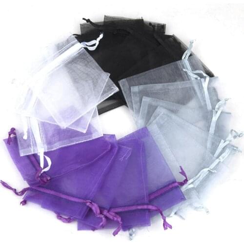 8Seasons Organza Jewelry Bags Drawstring Rectangle Jewelry Gift Bag DIY Necklace Earrings Jewelry Pouch Packing 9cm x7cm,100PCs