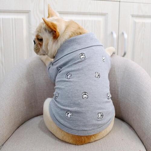 Puppy Pullover Pet T-Shirt Printing Turndown Collar Polyester Adorable Puppy Blouse Shirt Turndown Collar Puppy Shirt