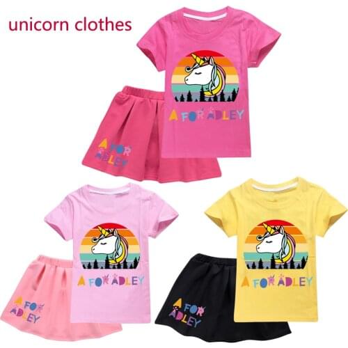 Unicorn Tshirt dress New for 2021fashion Baby Girls Clothes summer A for Adley clothes toddler girl clothes girls clothing set