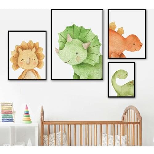 Jurassic Animal Wall Art Canvas Painting Dinosaur Triceratops Tyrannosaurus Nordic Posters And Prints Decor Pictures Kids Room