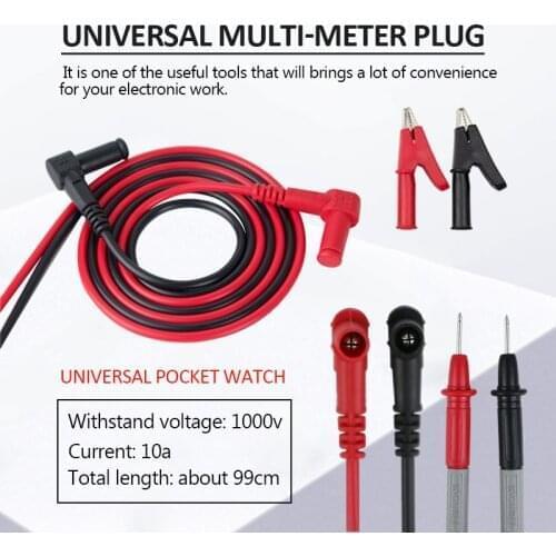 1 Pair Universal Digital 1000V 10A Thin Tip Needle Multimeter Multi Meter Test Lead Probe Wire Pen Cable With Alligator Clip
