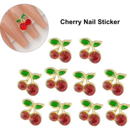 10pcs/pack Cherry Alloy Decoration Nails Art Rhinestones 3d Nail Jewelry Nail Art Decorations Red