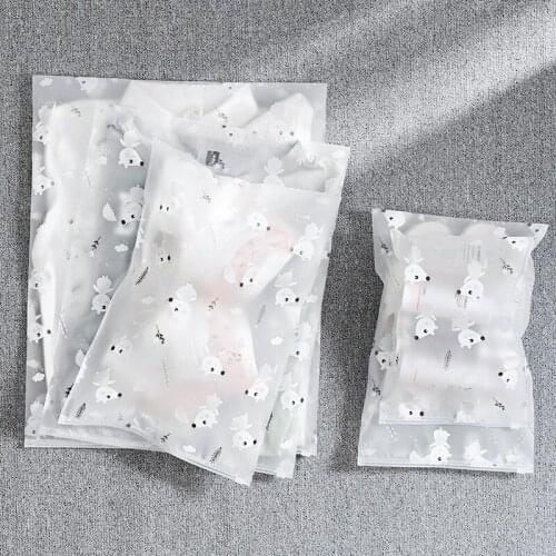 2pcs Printed Zipper Bag Outdoor Travel Towel Cosmetics Toiletries Waterproof Storage Pocket Translucent Plastic Dust Pouch