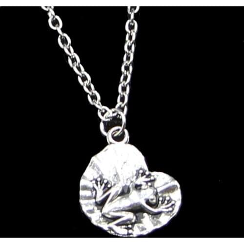 20pcs 18*17mm Frog On Lily Pad Pendant Necklace Link Chain For Female Choker Necklace Creative Jewelry party Gift