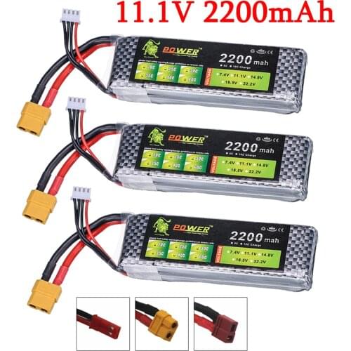 3PCS/lot 3S 11.1v 2200mAh 30C LiPo Battery XT60/T/JST Plug For RC Car Boat Airplane Off-road racing 11.1v Rechargeable Battery
