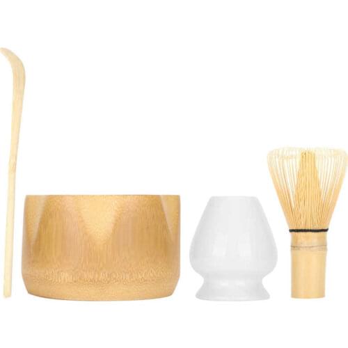 4pcs/set Traditional Matcha Making Tool Set Bamboo Matcha Whisk Scoop Ceremic Matcha Bowl Teaware Set