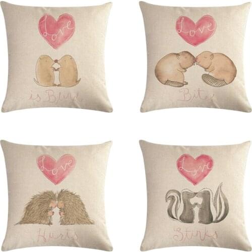 45*45cm Animal Lover Pattern Cotton Linen Throw Pillow Cushion Cover Home Decoration Sofa Bed Decor Decorative Pillowcase