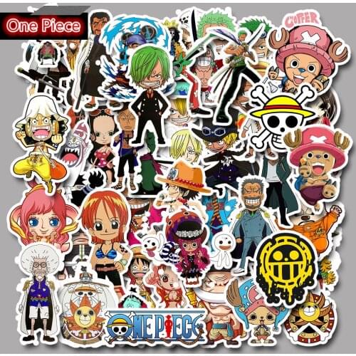 50pcs One Piece Luffy Zoro Nami StickersSkateboard Laptop Luggage Sticker Birthday Gift Toys Bedroom Graffiti Decals Decor