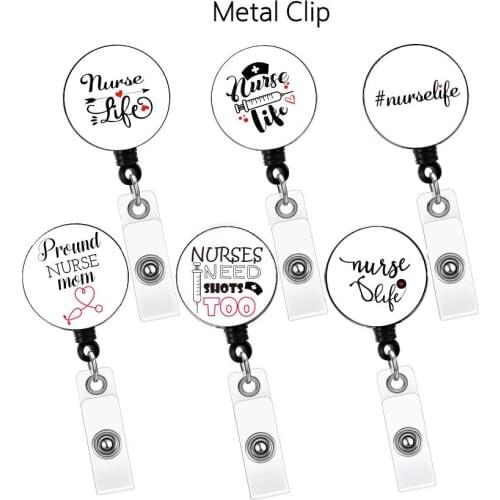 6 Pack Badge Reels Retractable, Nurse Badge Reel with metal Clip, ID/Name Card Holder for Nursing, Doctors and Schools Stude