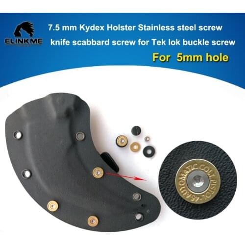 7.5 mm Kydex Holster Stainless steel stud chicago screw knife scabbard screw for Tek lok buckle screw with Rubber pad DIY