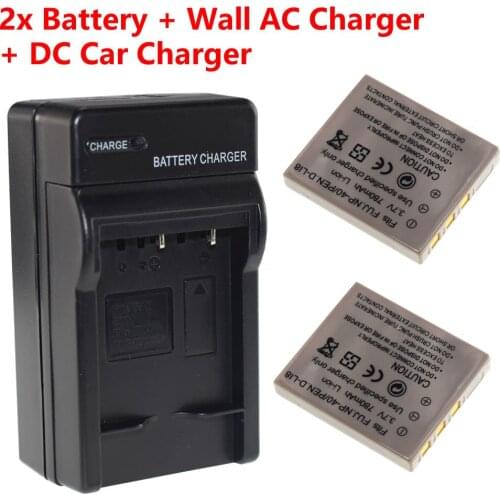 2x Battery + AC Wall Charger + Car Plug For FujiFilm FUJI NP-40 FinePix F480 F601 F610 F700 F710 F810