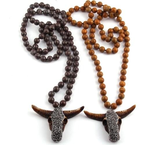 Free Shipping Fashion Long Knotted Stones Bohemian Tribal Jewelry Green Natural Stone Pendant Necklace