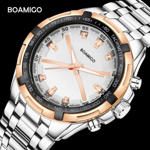 BOAMIGO brand men quartz watches fashion sports creative classic steel band wristwatches military male watch relogio masculino
