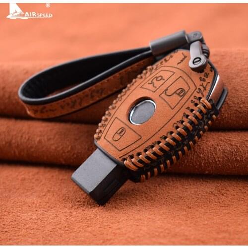 AIRSPEED for Mercedes Benz W213 W204 GLC SLK GLK GLA C Class AMG E200 E300 Suede Car Key Remote Cover Key Case Shell Accessories