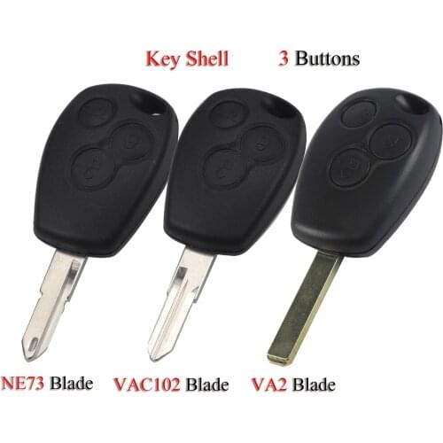 Kutery 10PCS/Lot Car Key Shell For Renault Trafic Vivaro Duster Logan Fluence Clio Sande Megane 3Buttons Remote Key Case Cover