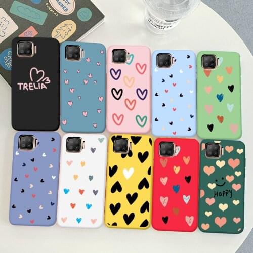 For OPPO A73 2020 4G Case Protective Phone Shell Frosted Silicone Casing Color Heart-Shaped Soft TPU Back Cover
