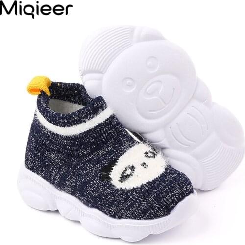 Kids Sneakers Boys Shoes Girls Baby Toddlers First Walkers Soft Rubber Sole Socks Knitting Upper Breathable Non Slip Comfortable