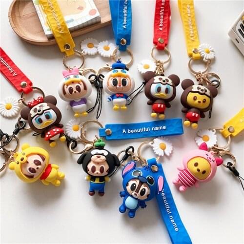 Disney Children Doll Pendatn Mickey Mouse Donald Duck Keychain Cute Small Animal Keychains Lovely Gift